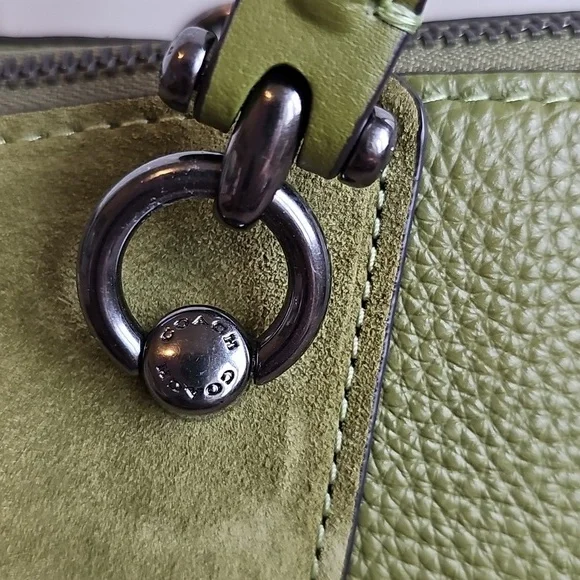 Coach NWOT Kacey Satchel Olive Green Detachable Crossbody Strap Suede & Leather - Picture 4 of 12